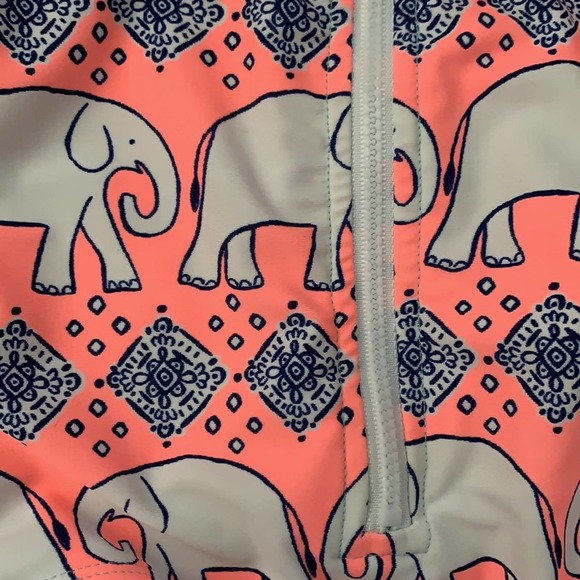 Floatimini | Girls Elephant Print Zip Front Long Sleeve One Piece Swimsuit 18 mo - Picture 3 of 5